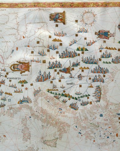 Et søkort, detalje af Vesteuropa, 1564 af Giacomo Maggiolo