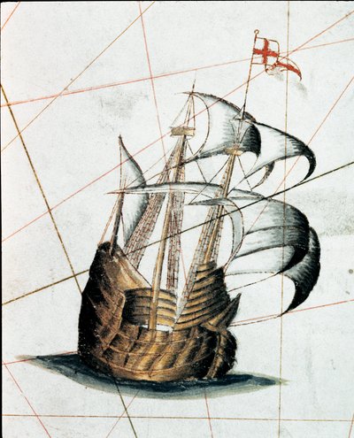 Genoise karavel (detalje af en portulan af Giacomo Maggiolo