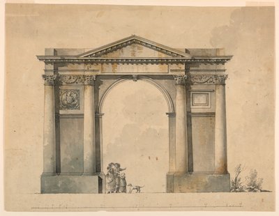 Design til en triumfbue for Napoleon IN, Bergamo, Italien af Giacomo Quarenghi