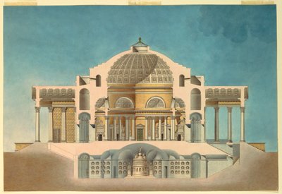 Tegning til et oratorium (Mindekapel) af Giacomo Quarenghi
