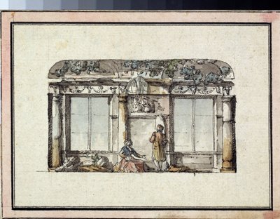 Projekt til udsmykning af et værelse med to vinduer. Værk af Giacomo Antonio Domenico Quarenghi (1744-1817), blæk og akvarel på papir. Italiensk kunst, klassicisme. State A. Pushkin Museum of Fine Arts, Moskva. af Giacomo Quarenghi