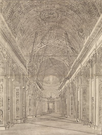 Stillads opstillet til restaurering af hvælvingen i Peterskirken: Oversigt..., ca. 1773. af Giacomo Sangermano