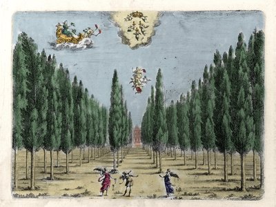 Illustration til operaen i 5 akter "La finta pazza" "(La Folle supposee) af Francesco Sacrati. Gravering af Jacopo Torelli af Giacomo Torelli