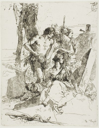 Opdagelsen af Punchinellos grav fra Scherzi af Giambattista Tiepolo