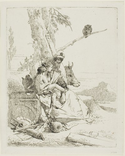 Den orientalske bondes familie, fra Scherzi af Giambattista Tiepolo