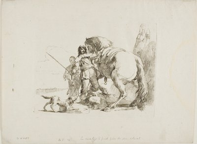 Rytteren står ved sin hest, fra Capricci af Giambattista Tiepolo