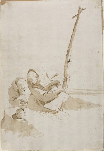 To munke overvejer en kranie af Giambattista Tiepolo