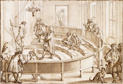 Academia Clementina, Bologna, med en nøgen positionering af tegnemesteren, Farnese Hercules hinsides af Giampietro Zanotti