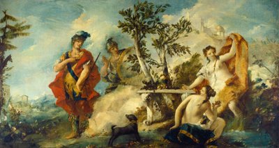 Carlo og Ubaldo modstår Armidas nymfers fortryllelser af Gian Antonio Guardi and Francesco Guardi