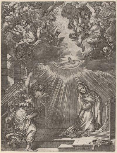 Bebudelsen af Gian Jacopo Caraglio after Titian