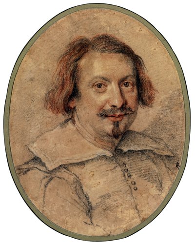 Portræt af Ottaviano Castelli par Bernini, Gianlorenzo (1598-1680), - Sort kridt og sangvin på papir, 24,5x19 - Privat samling af Gian Lorenzo Bernini