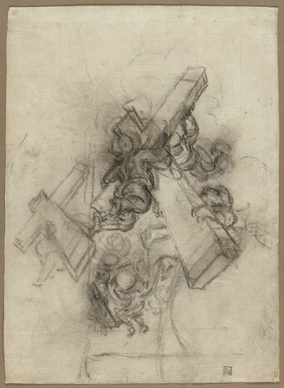 Putti, der bærer korset (recto); studier af en hånd (verso) af Gian Lorenzo Bernini