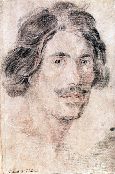 Selvportræt af Gian Lorenzo Bernini (Bernin) (1598 - 1680), italiensk billedhugger, maler og arkitekt. National Print and Drawings Department, Rom. af Gian Lorenzo Bernini