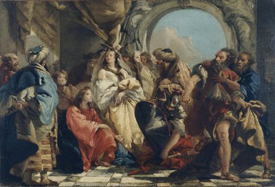 Kristus og kvinden, der blev taget i ægteskabsbrud (olie på lærred) af Giandomenico (1727-1804) Tiepolo