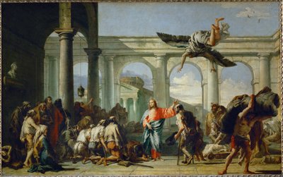 Jesus guerissant le paralytique de Bethesda - Jesus helbreder den lamme i Bethesda ... af Giandomenico (1727-1804) Tiepolo