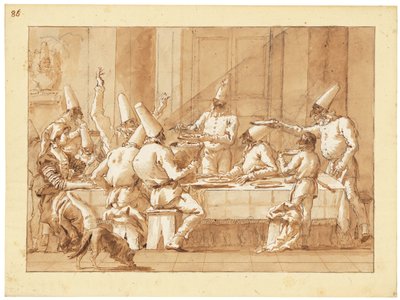Punchinellos holder fest af Giandomenico (1727 1804) Tiepolo