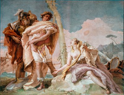 Renaud forlader Armide Illustration af en scene fra Torquato Tassos "La Jerusalem delivree". Fresco af Giandomenico Tiepolo (1727-1804) 1757 Søn. 220x310 cm Vicenza, Villa Valmarana Italien af Giovanni Domenico Tiepolo