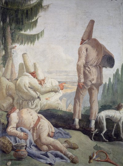 Pulcinella på ferie af Giovanni Domenico Tiepolo