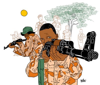 Militæret i Afrika, 2022 (digital) af Gianluca Costantini