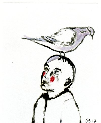 Homecoming II, 2017, (olie på papir) af Gigi Sudbury