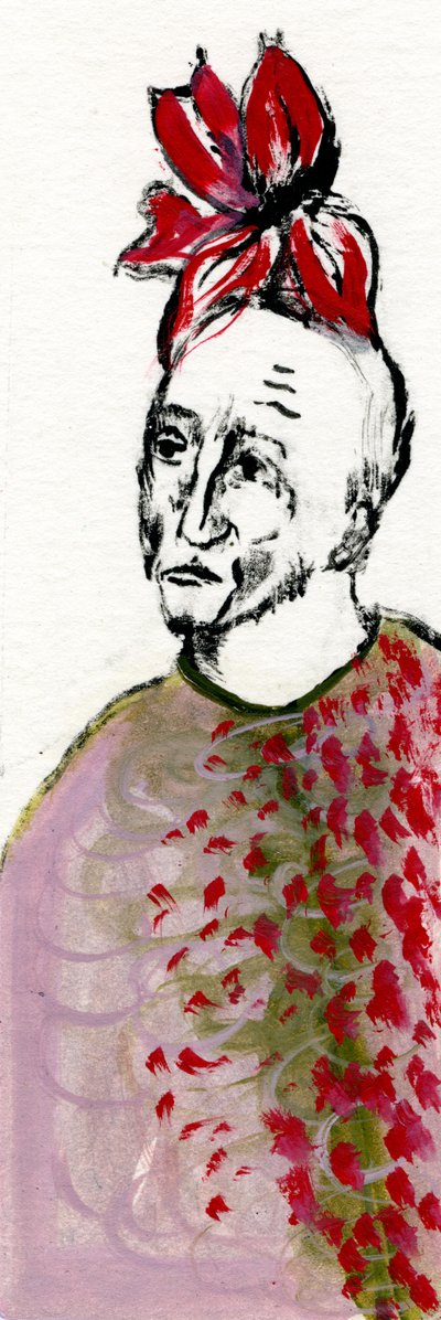 Jeg blev en rød blomst, 2017, (olie på papir) af Gigi Sudbury