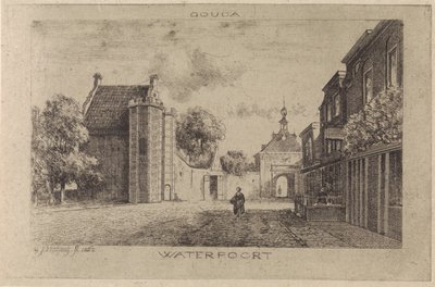 Udsigt over Waterpoort i Gouda af Gijsbertus Johannes Verspuy