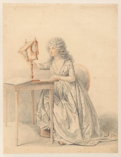 Figurstudie af en siddende kvinde med et optisk spejl af Gijsbertus Johannus van den Berg