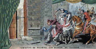 Drabsforsøg på Olivier V de CLISSON (1336-1407) connetable francais. Illustration af Gilbert, slutningen af det 19. århundrede. af Gilbert