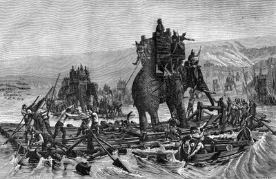 Hannibal krydser Rhone, 218 f.Kr. 1882-1884 af Gilbert