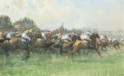 Tattenham Corner, Epsom Derby, af Gilbert Holiday