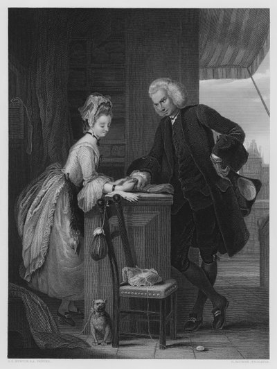Yorick and the Grisette, fra billedet i Vernon Gallery (gravering) af Gilbert Stuart (after) Newton