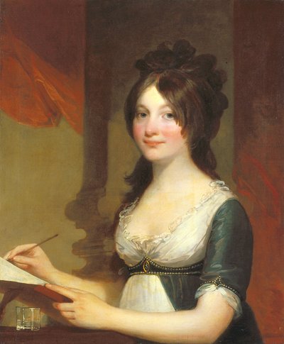 Portræt af en ung kvinde (olie på lærred) af Gilbert Stuart