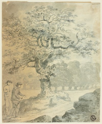 Landskab med to Mandsfigurer af Gilbert Stuart Newton