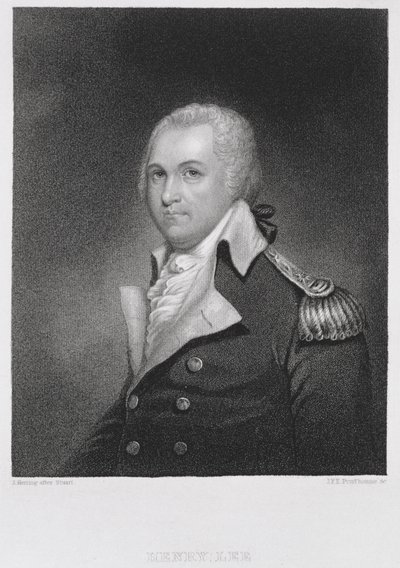 General Henry Lee (1756-1818), indgraveret af John Francis Eugene PrudHomme (1800-92) efter en kopi af det originale maleri af James Herring (1794-1867) af Gilbert after Stuart