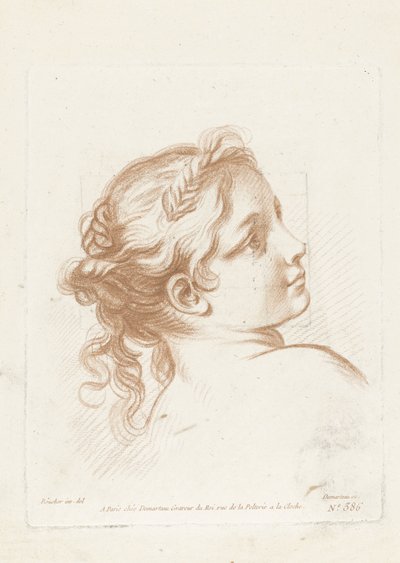 Buste af en ung kvinde Tête de jeune fille af Gilles Demarteau