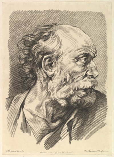 Head of a Man, midten af 1700-tallet. af Gilles Demarteau