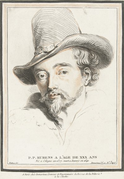 Portræt af Peter Paul Rubens i en alder af 30 af Gilles Demarteau