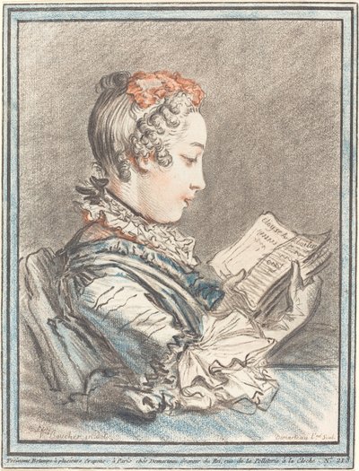 Ung pige læser Héloise og Abélard, 1770. af Gilles Demarteau