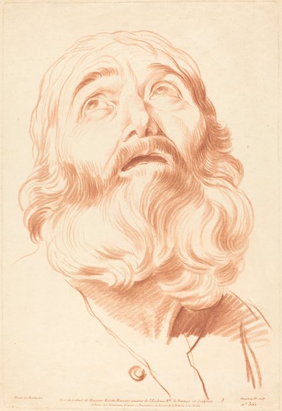 Hoved af en mand af Gilles Demarteau, the Elder after Edme Bouchardon