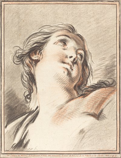 Leder af en kvinde, der kigger op af Gilles Demarteau, the Elder after François Boucher