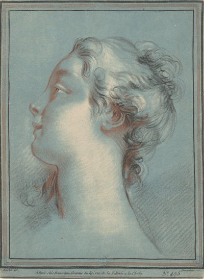 Leder af en ung kvinde, der vender mod venstre af Gilles Demarteau, the Elder, after François Boucher