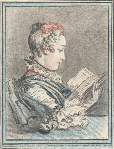 Ung pige læser "Héloise og Abélard" af Gilles Demarteau, the Elder after François Boucher