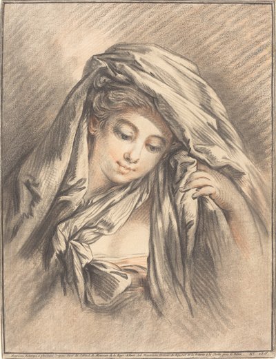 Ung kvinde med dækket hoved af Gilles Demarteau, the Elder after François Boucher