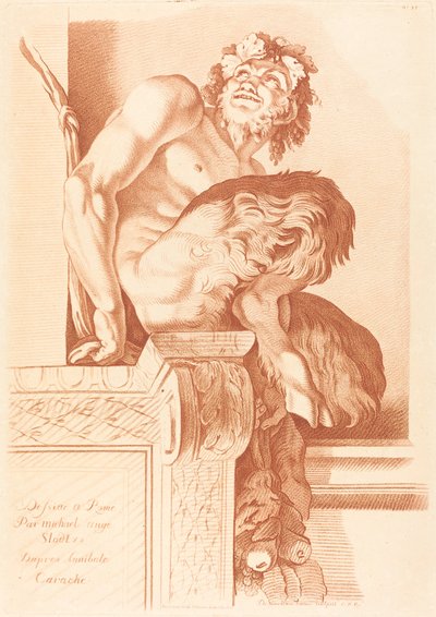Satyr af Gilles Demarteau the Elder after René Michel Slodtz after Annibale Carracci