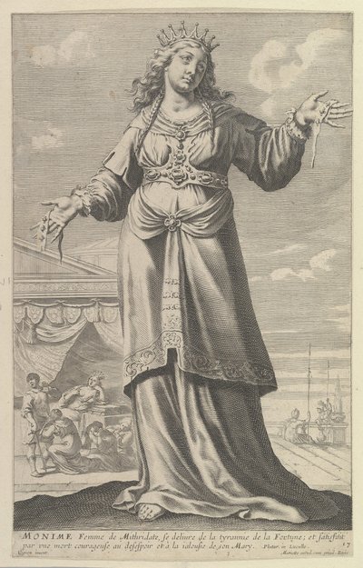 Monime, 1647. Skaber: Gilles Rousselet, Abraham Bosse. af Gilles Rousselet and Abraham Bosse