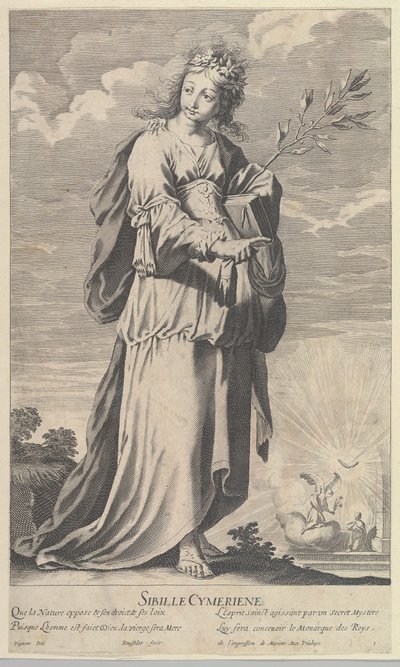 Cimmerian Sibyl, ca. 1635. Skaber: Gilles Rousselet, Abraham Bosse. af Gilles Rousselet and Abraham Bosse