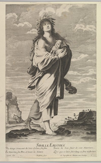 Eritreisk Sibyll, ca. 1635. Skaber: Gilles Rousselet, Abraham Bosse. af Gilles Rousselet and Abraham Bosse