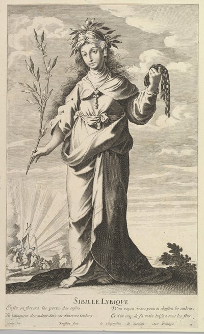 Lybian Sibyl, ca. 1635. Skaber: Gilles Rousselet, Abraham Bosse. af Gilles Rousselet and Abraham Bosse