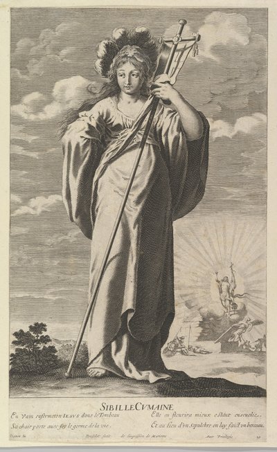 Sibylle af Cumae, ca. 1635. Skaber: Gilles Rousselet, Abraham Bosse. af Gilles Rousselet and Abraham Bosse