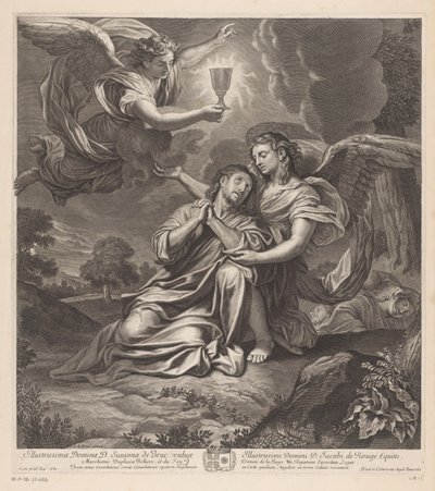 Kristus i Getsemane have med to engle af Gilles Rousselet